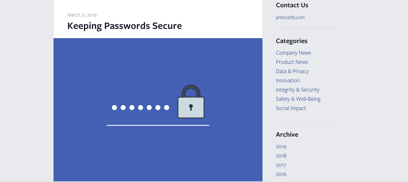 Facebook Is Not Keeping Your Password Secure